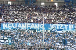 23.05.2009:
Geballte Vereinskritik beim Heimspiel gegen Hannover 96.