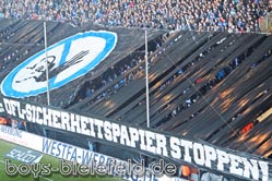 08.12.2012:
Stellungnahme zum DFL-Sicherheitspapier beim Spiel gegen die U23 von Borussia Dortmund.
